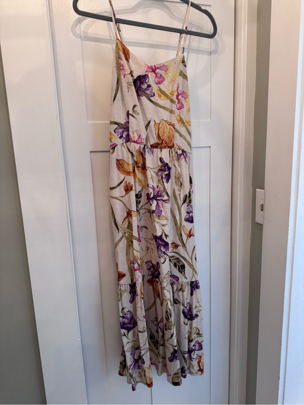 Joie Cream Maxi Dress with Purple & Gold Floral Print